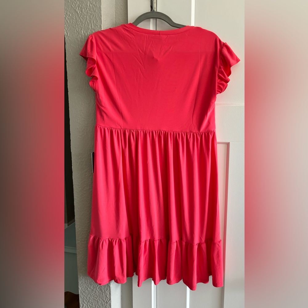 Express Crew Neck Ruffle Mini Babydoll Dress - Picture 3 of 4